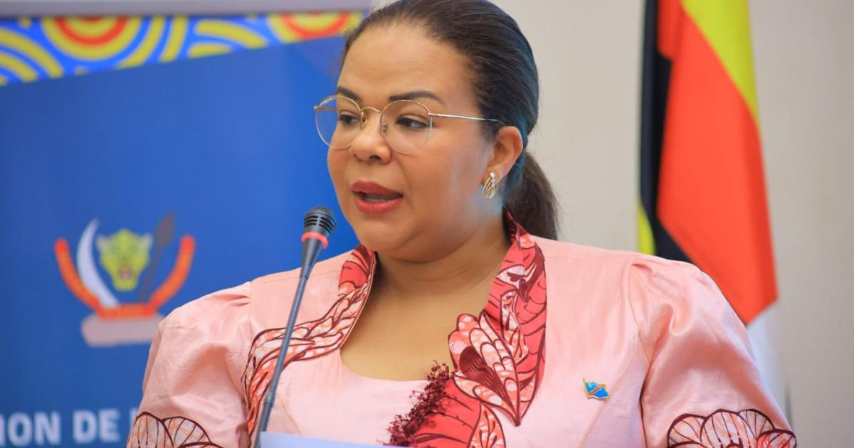 Thérèse Kayikwamba, ministre des Affaires étrangères, de la Coopération internationale, de la Francophonie et de la Diaspora congolaise à la 9e commission permanente mixte RDC–Ouganda