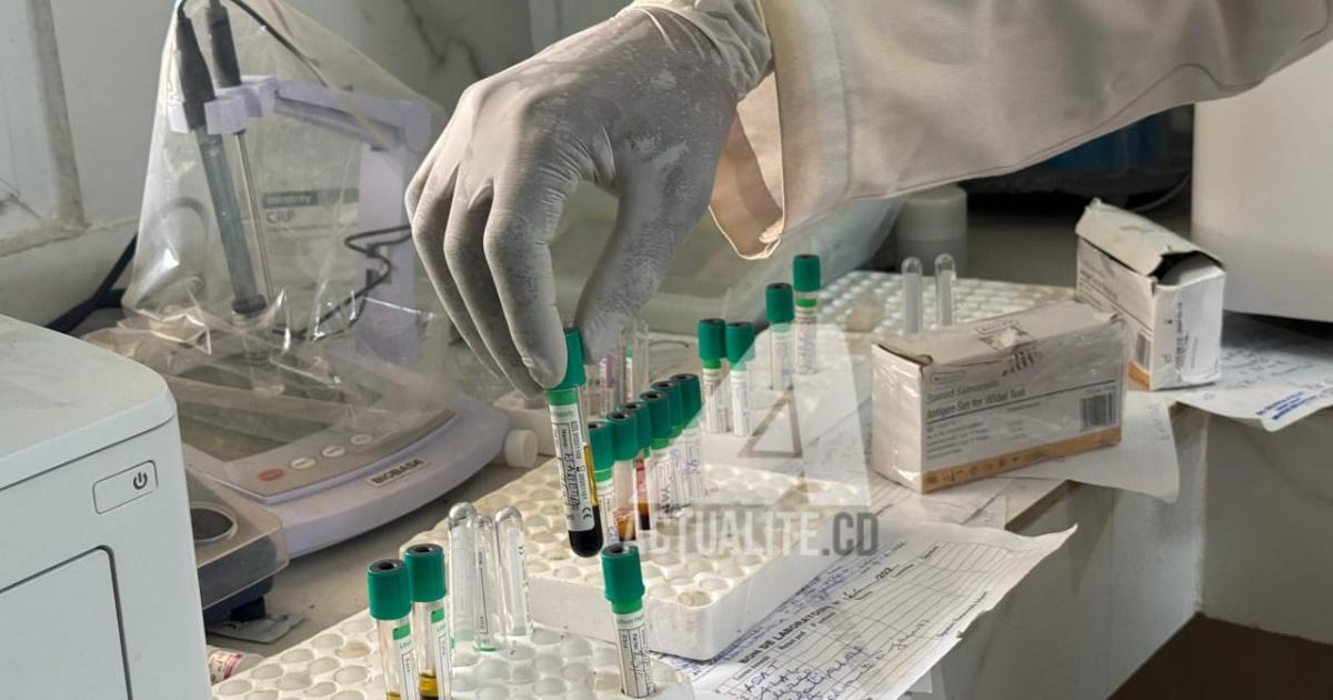 Analyse d’échantillons de sang dans un laboratoire de la ville de Kikwit.
