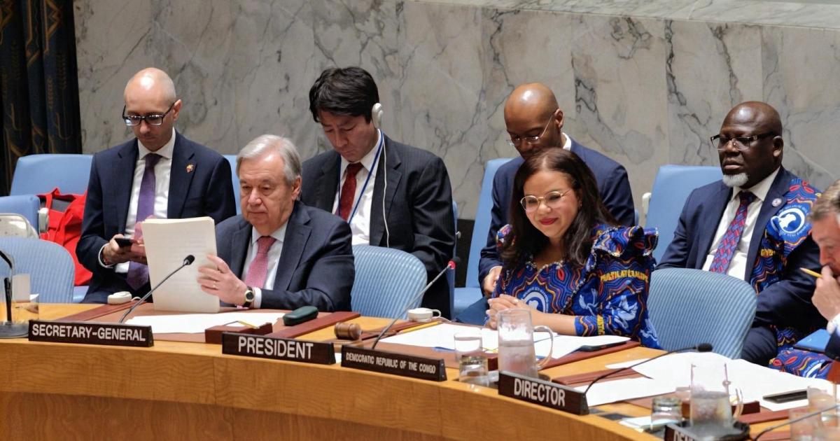 Thérèse Kayikwamba Wagner et Antonio Guterres au Conseil de sécurité 