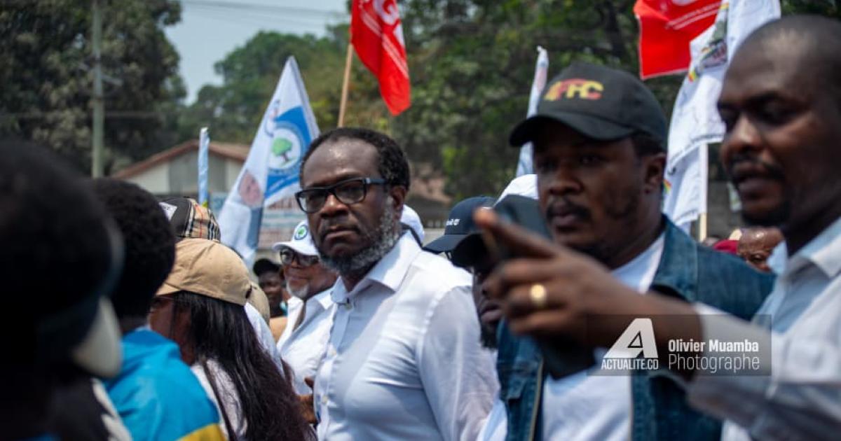 Delly Sessanga lors de la marche de la C64, le 15 septembre à Kinshasa 