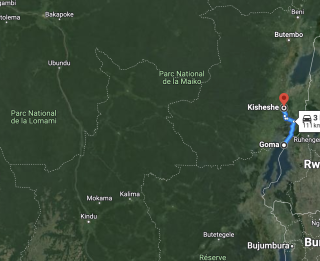 Localisation de Kishishe, au Nord de Goma