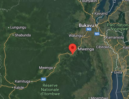 Mwenga sur la carte