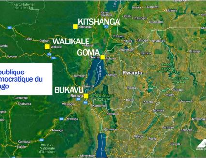 Bukavu, Goma, Walikale et Kitshanga sur la carte