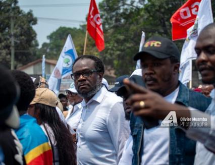 Delly Sessanga lors de la marche de la C64, le 15 septembre à Kinshasa 