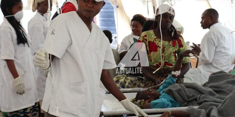 Des malades de cholera en quarantaine dans un centre de santé de Goma . Ph ACTUALITE.CD / Ley Uwera 