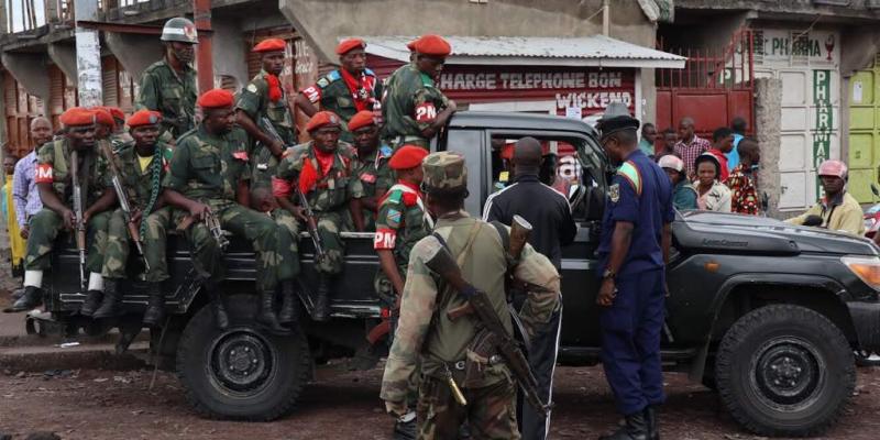 Les militaires lors d'une manifestation publique à Goma (Photo Ley Uwera/ACTUALITE.CD)