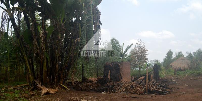 Un village incendié par les miliciens à 10Km de Nizi, Djugu (Photo ACTUALITE.CD)