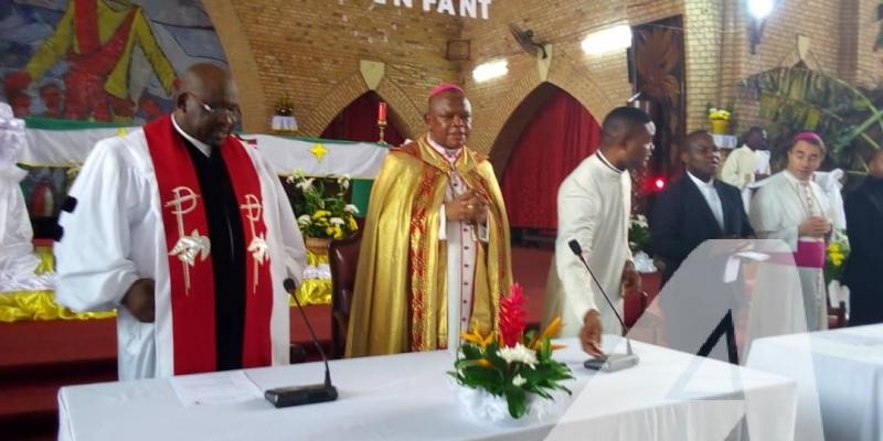 Monseigneur Fridolin Ambongo Besungu, archevêque de Kinshasa lors du culte œcuménique du samedi 29 décembre 2018/Ph. Auguy Mudiayi