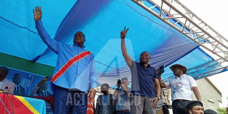 Félix Tshisekedi et Vital Kamerhe ce vendredi 21 décembre 2018 lors d'adresse adresse aux militants de l'UDPS et de l'UNC après le report des élections par la CENI. Ph. Christine Tshibiyi