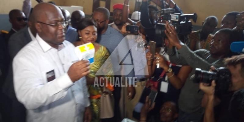 Félix Tshisekedi après le vote ce dimanche 30 décembre 2018 au centre au centre du collège Bonsomi à N'djili 