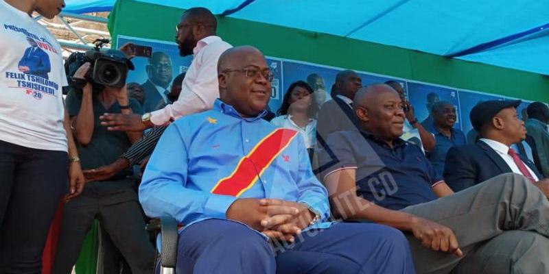 Félix Tshisekedi et Vital Kamerhe ce vendredi 21 décembre 2018 lors d'adresse adresse aux militants de l'UDPS et de l'UNC après le report des élections par la CENI. Ph. Christine Tshibiyi