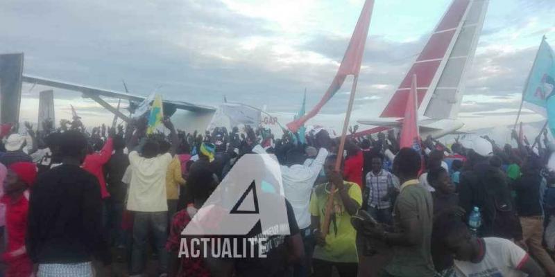 Martin Fayulu arrivé à l'aéroport de Mavivi à Beni