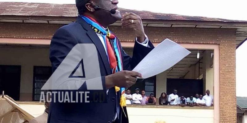 Denis Mukwege lors d'une adresse le jeudi 27 décembre 2018 à la population  au collège Alfajiri à Bukavu.