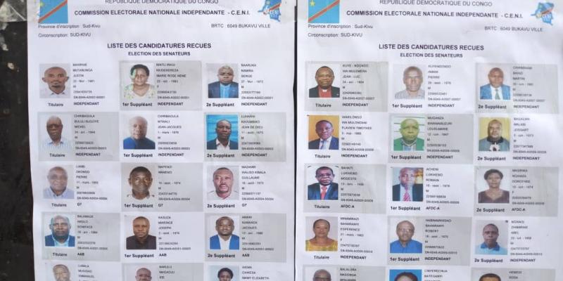 Liste des candidats à l'élection des sénateurs au Sud-Kivu