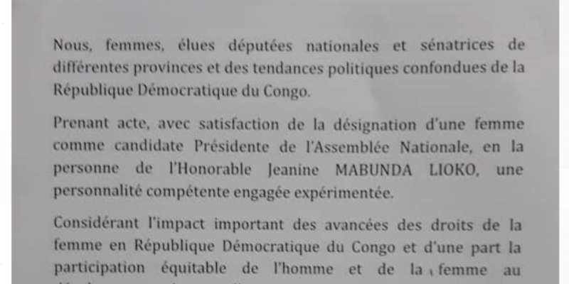 Déclaration de soutien à  la candidature de Mme Jeannine Mabunda