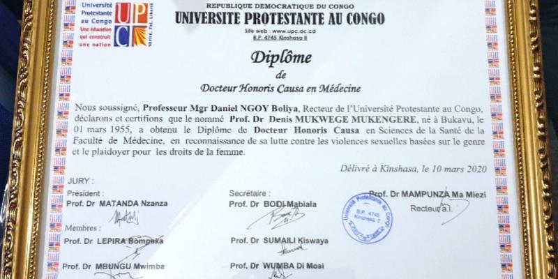 Mukwege “ce Doctorat Honoris Causa Loin Dêtre Une Reconnaissance Pour