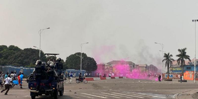 Répression de la marche anti-Malonda à Kinshasa. Photo ACTUALITE.CD.