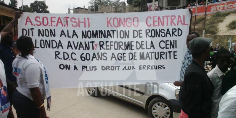 Une manifestation des militants de l'UDPS à Matadi contre le choix de Ronsard Malonda comme président de la CENI/Ph ACTUALITE.CD