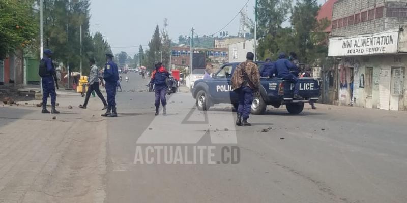 La police disperse une manifestation des partis politiques et mouvements citoyens à Goma contre Ronsard Malonda comme président de la CENI/Ph ACTUALITE.CD