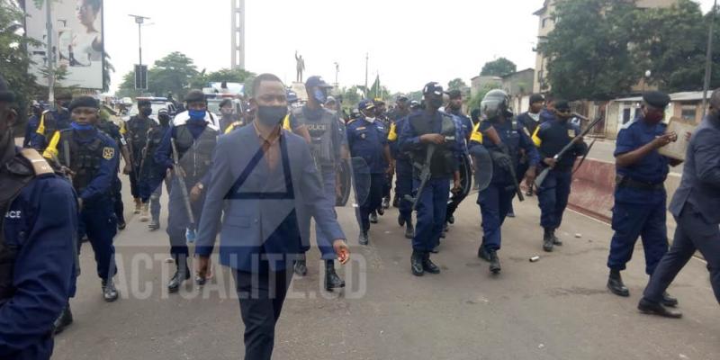 La police nationale congolaise après avoir dispersé la marche de Lamuka