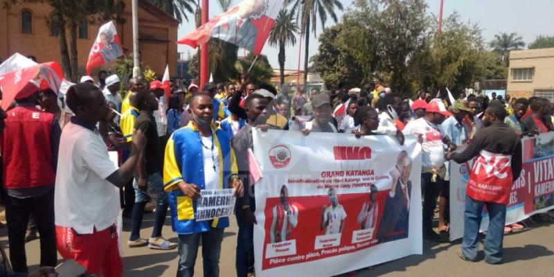 Marche des militants de l'UNC à Lubumbashi. Ph. ACTUALITE.CD.