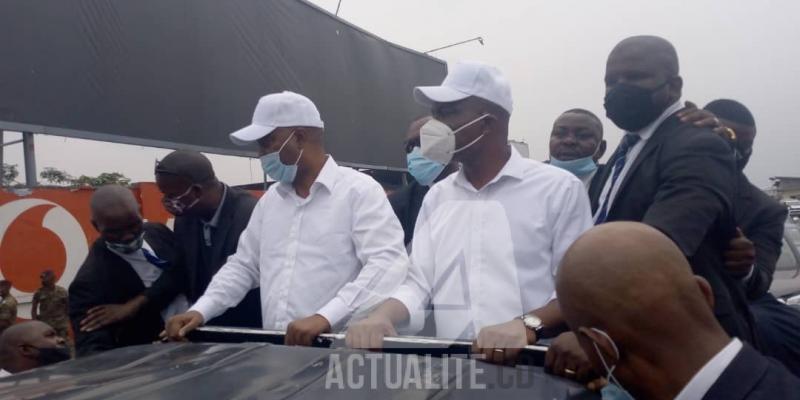 Le cortège de Martin Fayulu et Adolphe Muzito quittant l'aéroport de N'djili ce août 2020/Ph ACTUALITE.CD