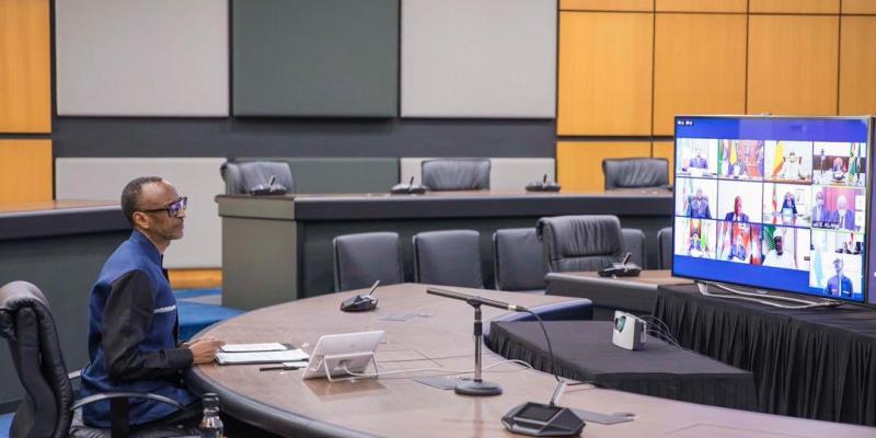 Le président rwandais, Paul Kagame en visioconférence/Ph droits tiers