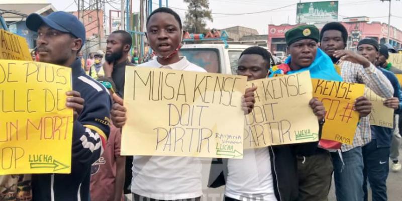 Les militants de Lucha et Raiya na Simama exigeant la démission du maire de Goma/Ph ACTUALITE.CD