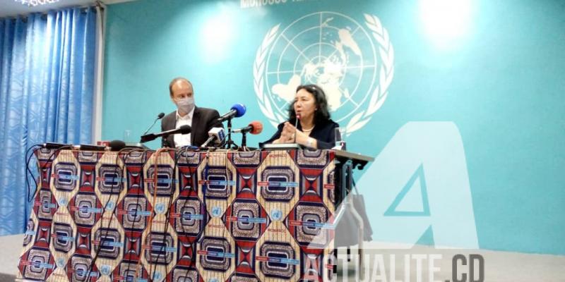 Leila Zerrougi à la conférence de presse hebdomadaire de la MONUSCO. PH. ACTUALITE.CD.