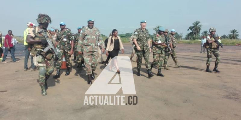 Les casques bleus de la brigade d'intervention à l'aéroport de Mavivi à Beni/Ph ACTUALITE.CD 