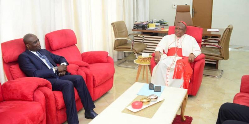 Le cardinal Fridolin Ambongo et le ministre de l'EPST Willy Bakonga/Ph. droits tiers