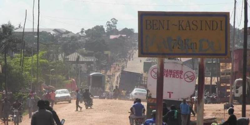 Pancarte de signalisation sur la route Beni-Kasindi/Ph droits tiers