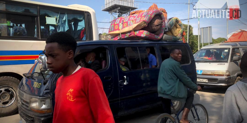 Les habitants de Goma lors de l'évacuation/Ph ACTUALITE.CD 