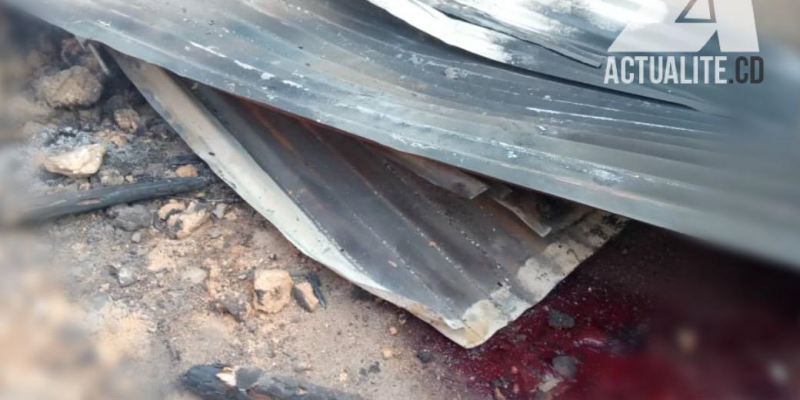 Des traces de sang dans une parcelle après attaque des rebelles ADF à quartier Rwangoma à Beni/Ph ACTUALITE.CD
