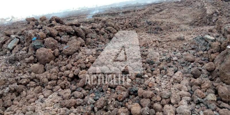 Les traces de la lave après l'éruption de Nyiragongo le 22 mai 2021