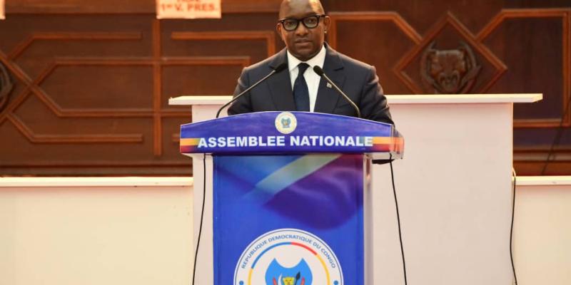 Le Premier ministre Sama Lukonde lors de la présentation du projet de LOFIP 2022 à l'Assemblée nationale 