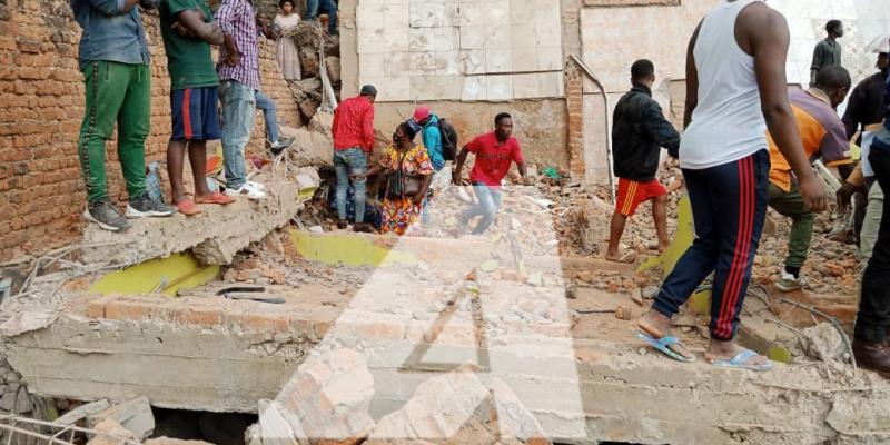 Les décombres d'une maison écroulée à Bukavu