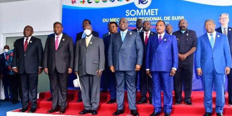 Les chefs d'Etat après la réunion du Mécanisme régional du suivi de l'accord cadre d'Addis-Abeba