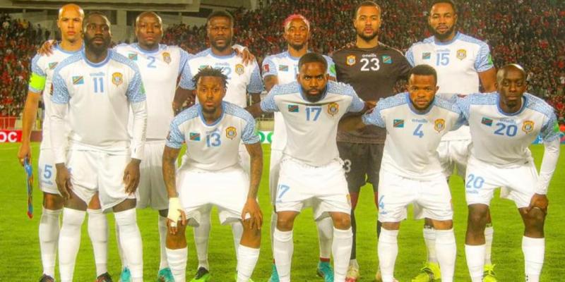 Les Léopards lors d'une opposition contre les Lions de l'Atlas du Maroc aux éliminatoires du Mondial Qatar 2022 