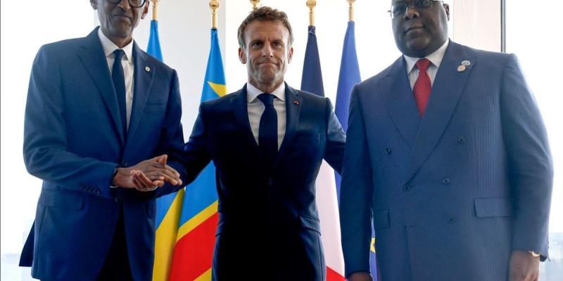 Emmanuel Macron, Félix Tshisekedi et Paul Kagame