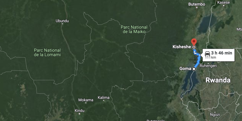 Localisation de Kishishe, au Nord de Goma
