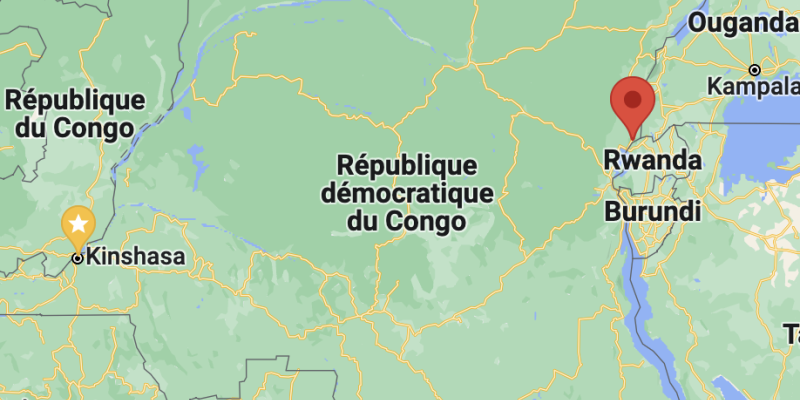 Localisation de Rumangabo, à une quarantaine de kilomètres de Goma