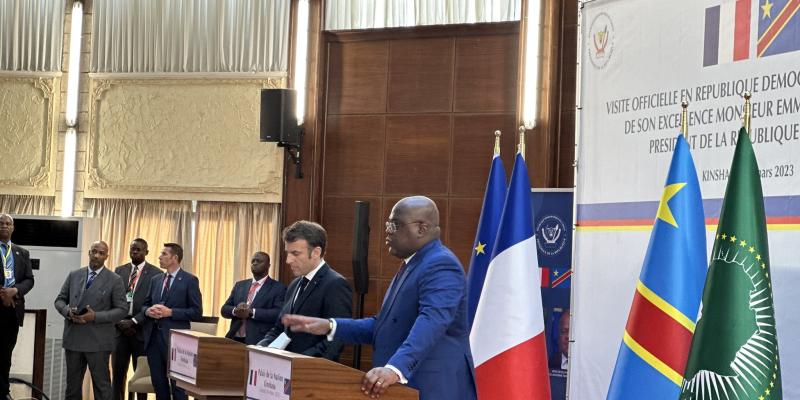 Emmanuel Macron et Félix Tshisekedi à Kinshasa