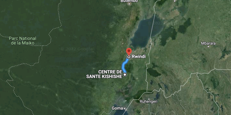 Localisation de la cité de Kishishe sur carte du Nord-Kivu