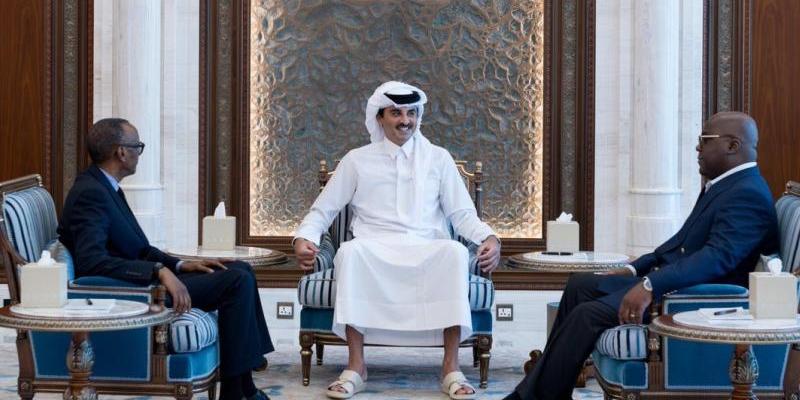 Kagame et Tshisekedi autour de l'Emir du Qatar à Doha