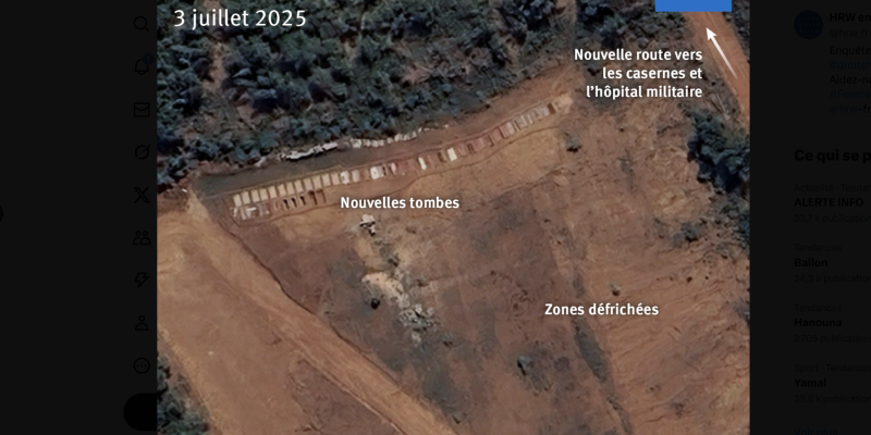 HRW a compté les nouvelles tombes individuelles à l'aide d'images satellite haute résolution prises à 14 dates différentes