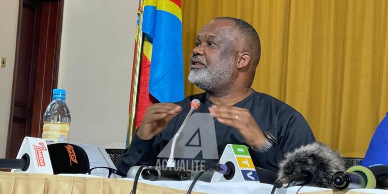 Corneille Nangaa lors d'une conférence de presse à Goma