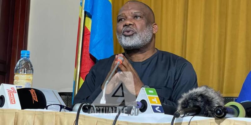 Corneille Nangaa lors d'une conférence de presse à Goma