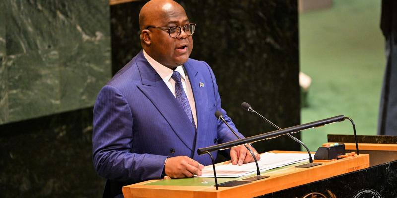 Félix Tshisekedi devant la tribune des Nations Unies à New-York, à l’occasion de la 80e session de l’Assemblée générale 