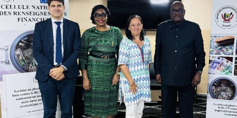 L'équipe dirigeante de la Cenaref et l'ambassadrice plénipotentiaire du Royaume de la Belgique auprès de la RDC